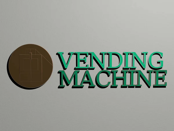 Varuautomat Ikon Och Text Väggen Illustration För Dryck Och Företag — Stockfoto