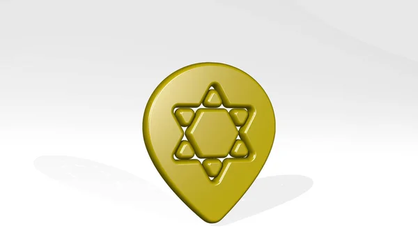 Styl Tři Pin Judaism Ikona Odlévání Stín Ilustrace Pro Pozadí — Stock fotografie