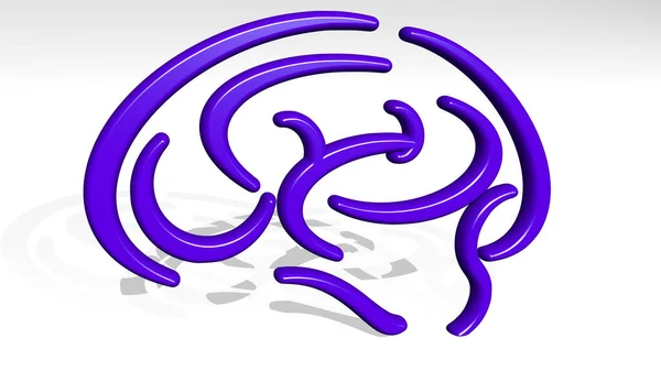 Brain Ikona Odlewania Cień Ilustracja Koncepcji Tła — Zdjęcie stockowe