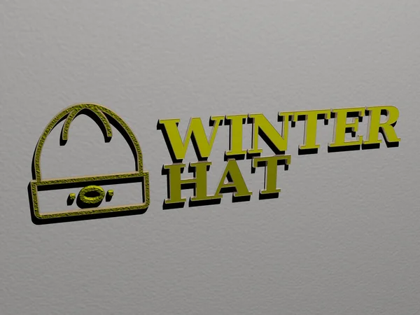 Winter Hat Symbol Und Text Der Wand Illustration Für Hintergrund — Stockfoto