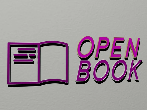Open Boek Icoon Tekst Muur Illustratie Voor Achtergrond Wit — Stockfoto