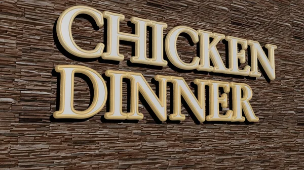 Cena Chicken Texto Sobre Pared Texturizada Ilustración Para Fondo Alimentos —  Fotos de Stock