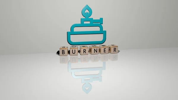 Burner Text Cubic Dice Letters Floor Icon Wall Иллюстрации Gas — стоковое фото