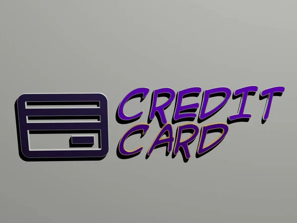 Credit Card Icon Text Wall Illustration Business Bank — Stock Photo, Image