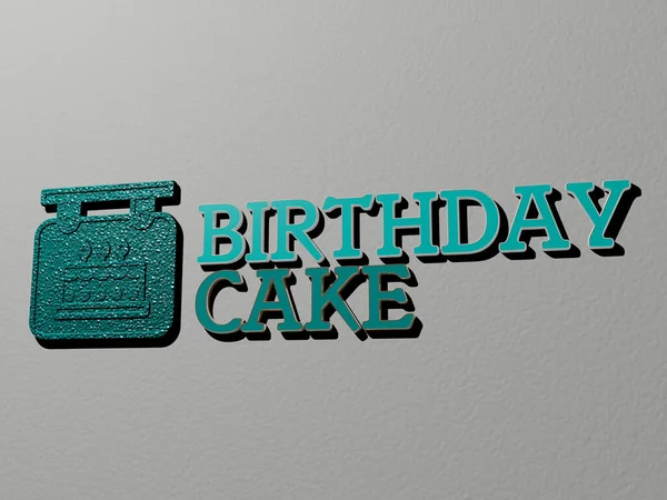 Icono Pastel Cumpleaños Texto Pared Ilustración Para Fondo Celebración — Foto de Stock