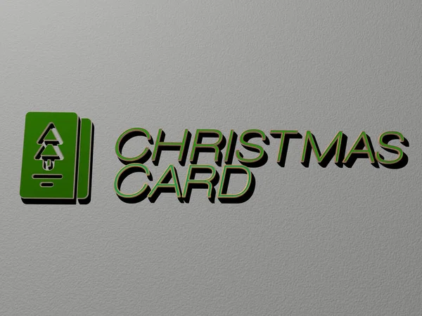 Ilustração Christmas Card Gráficos Texto Feito Por Cartas Dados Metálicos — Fotografia de Stock