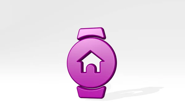 Smart Watch Circle Home Icon Casting Shadow Ilustração Para Telefone — Fotografia de Stock
