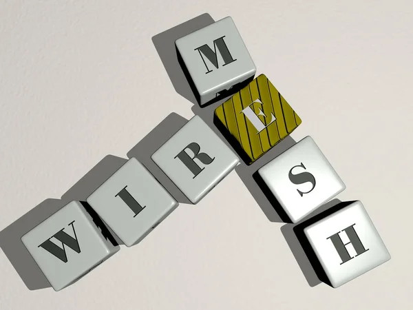 三角形のダイス文字でワイヤMeshのクロスワード 背景と抽象のための3Dイラスト — ストック写真