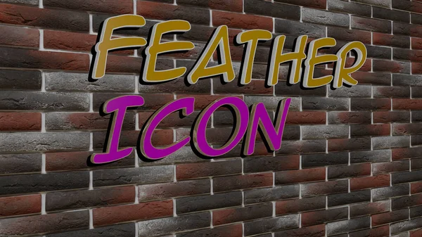 Feather Icon Text Textured Wall Illustration Bird Background — Stock Photo, Image