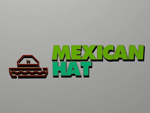 Mexican Hat Grafiklerinin Boyutlu Çizimi Konseptin Ilgili Anlamları Arkaplan Meksika — Stok fotoğraf