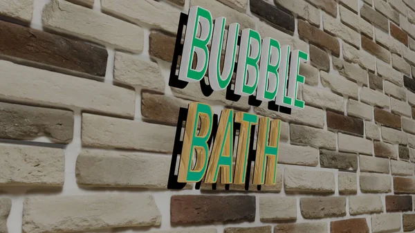 Bubble Bath Szöveg Texturált Falon Illusztráció Háttér Absztrakt — Stock Fotó