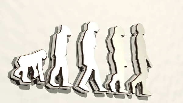 Эволюция Человека Обезьяны Рисунок Значок Иллюстрации Фона Концепции — стоковое фото