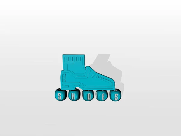 Sapatos Letras Cúbicas Com Ícone Parte Superior Ilustração Para Fundo — Fotografia de Stock