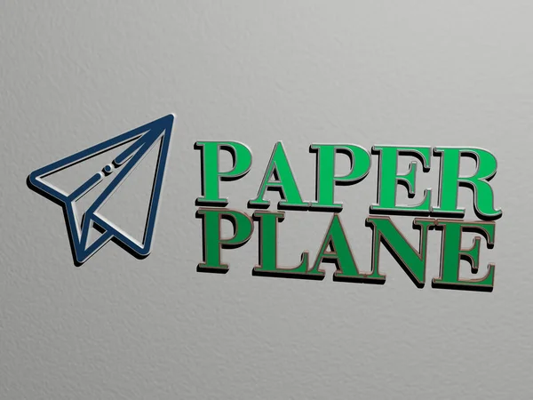 Papierflieger Symbol Und Text Der Wand Illustration Für Hintergrund Und — Stockfoto