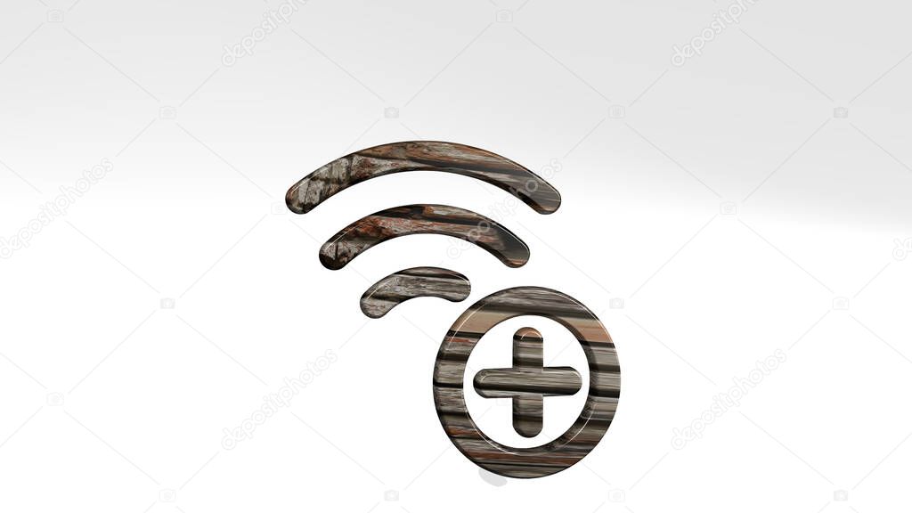 wifi add 3D icon standing on the floor, 3D illustration for internet and connection