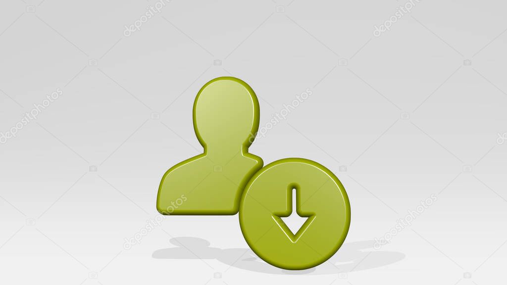 SINGLE NEUTRAL ACTIONS DOWNLOAD 3D icon casting shadow, 3D illustration for background and isolated