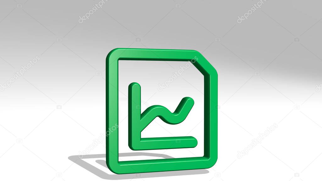 DATA FILE GRAPH 3D icon casting shadow, 3D illustration for business and concept