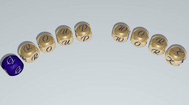 Zarların eğimli çalışma metni, arkaplan için 3D illüstrasyon ve insanlar