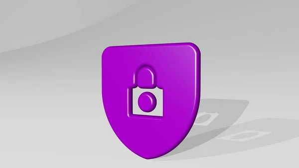 Shield Lock Піктограма Лиття Тіні Ілюстрація Дизайну Логотипу — стокове фото