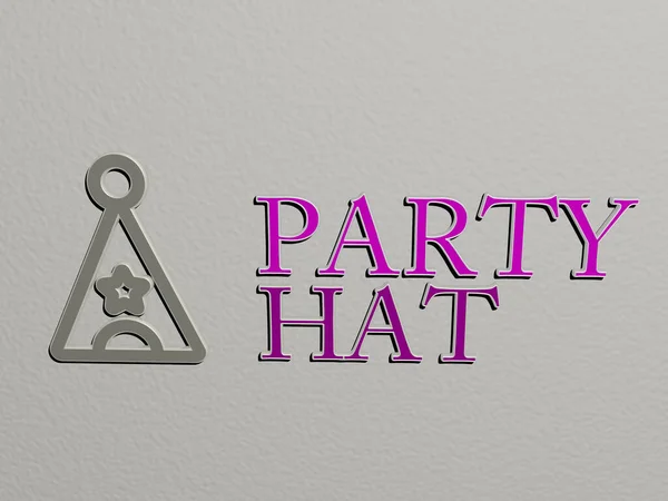 Party Hut Symbol Und Text Der Wand Illustration Für Hintergrund — Stockfoto