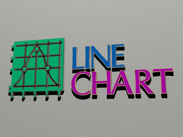 Line Chart 그래픽 이미지 수직적으로 위에서 제곱미터 크기의 글자로 만들어 — 스톡 사진