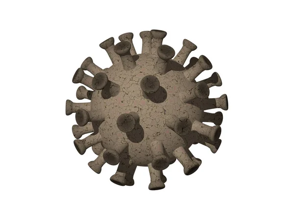 用粘性手臂在核心球上形成的具有现实阴影和透视的石制Corona病毒的三维图解 — 图库照片