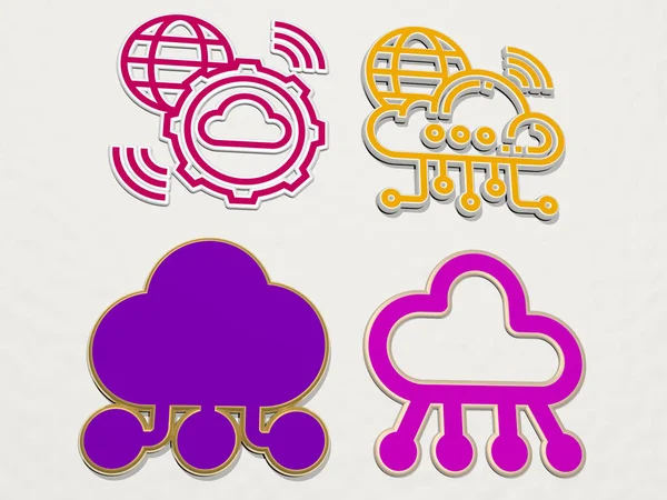 Cloud Network Icons Set Illustration — Stockfoto