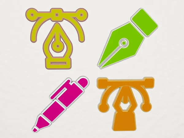 Pen Tool Iconen Set Illustratie — Stockfoto