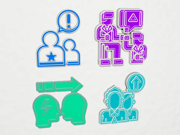 Mentorship Icons Set Illustration — Stockfoto