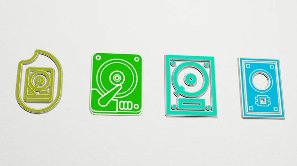 Hdd Icons Set Illustration Für Festplatte Und Festplatte — Stockfoto