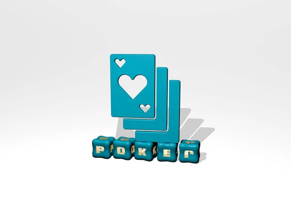 Объект Иконки Poker Тексте Кубических Букв Иллюстрация Казино Фона — стоковое фото