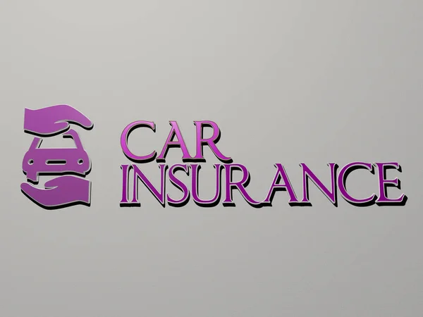 Car Insurance Ikona Text Stěně Ilustrace Pro Auto Automobil — Stock fotografie