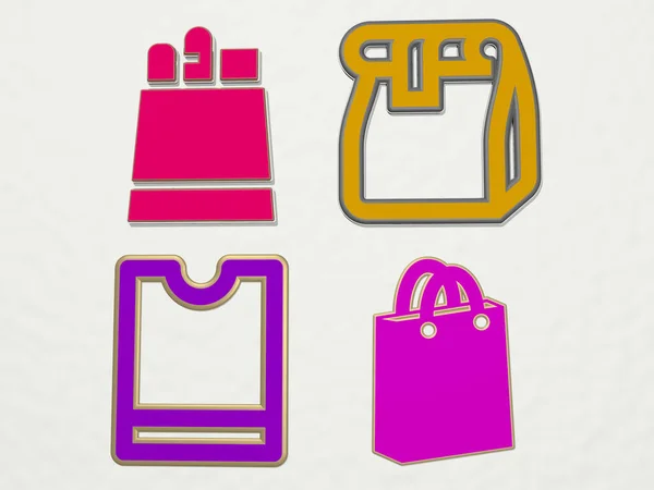 Papiertüte Icons Set Illustration — Stockfoto