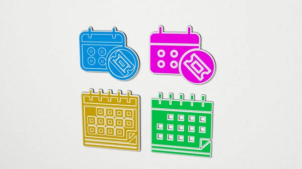 Calendar Date Colorful Set Icons Illustration — Stock Photo, Image