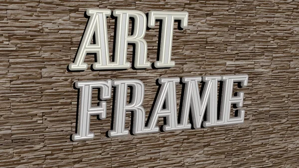 art frame text on textured wall, 3D illustration for background and abstract