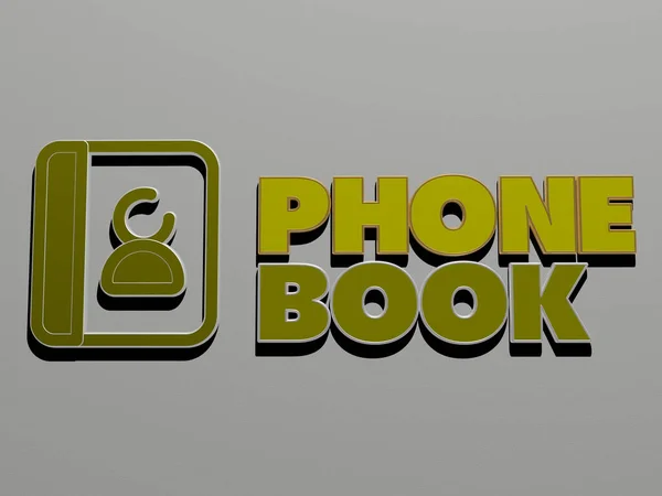 Telefonbuch Symbol Und Text Der Wand Illustration Für Mobiltelefone Und — Stockfoto
