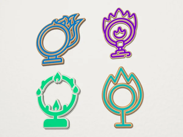 Ring Fire Icons Set Illustration — Stock Photo, Image