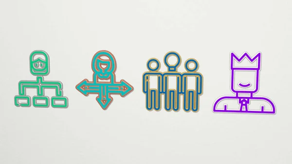 Conjunto Iconos Leader Ilustración Para Negocio Concepto — Foto de Stock