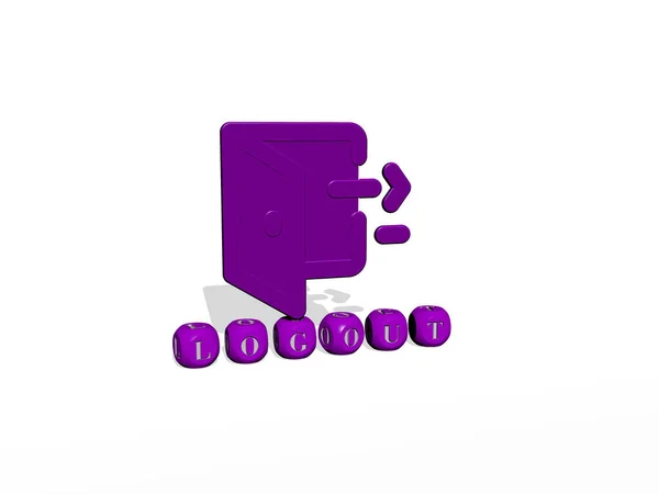 Déconnexion Lettres Cubes Avec Icône Sur Dessus Illustration — Photo