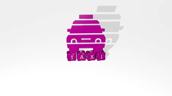 Taxi Icon Object Text Cubic Letters Illustration Car City — Stock Photo, Image