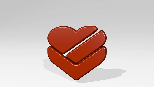 Láska Dárek Box Srdce Ikona Odlévání Stín Ilustrace Pro Pozadí — Stock fotografie