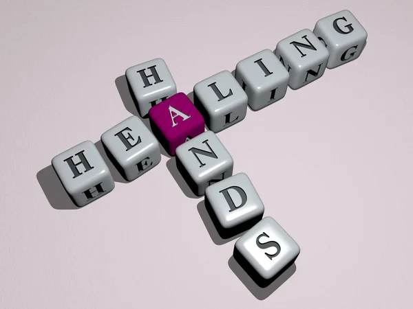 Gyógyító Kéz Keresztrejtvény Kocka Betűkkel Illusztráció Háttér Egészség — Stock Fotó