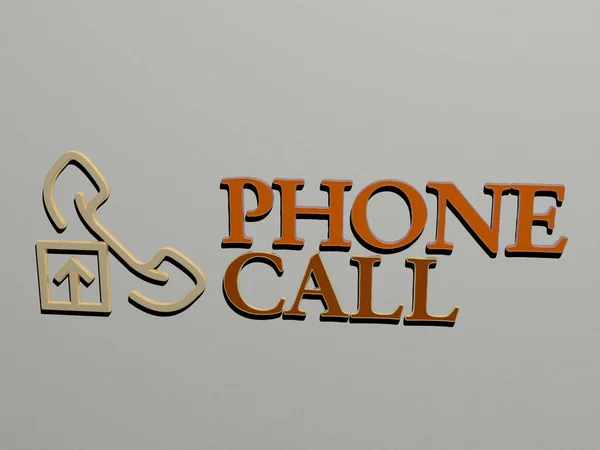 Telefonanruf Symbol Und Text Der Wand Illustration Für Mobiltelefone Und — Stockfoto