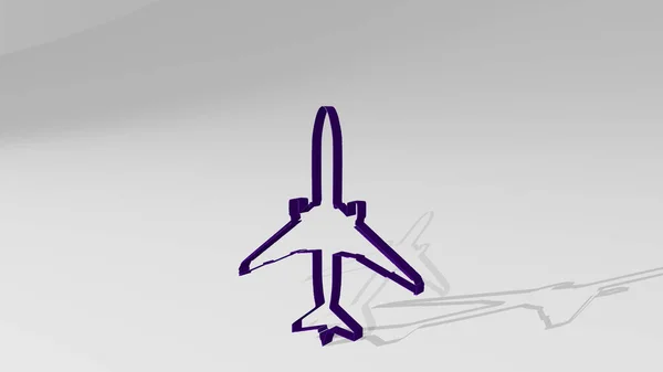 Uçan Aeroplane Çizim Simgesi Beyaz Katta Arkaplan Mavi Için Illüstrasyon — Stok fotoğraf
