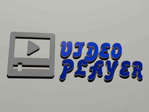 Video Player Icoon Tekst Muur Illustratie Voor Achtergrond Camera — Stockfoto