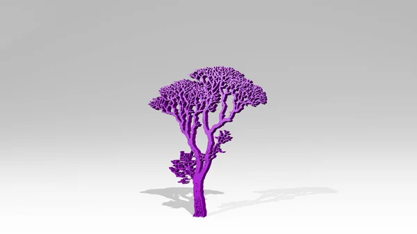 Tree Branches白色地板上的3D绘图图标 背景和圣诞节的3D插图 — 图库照片