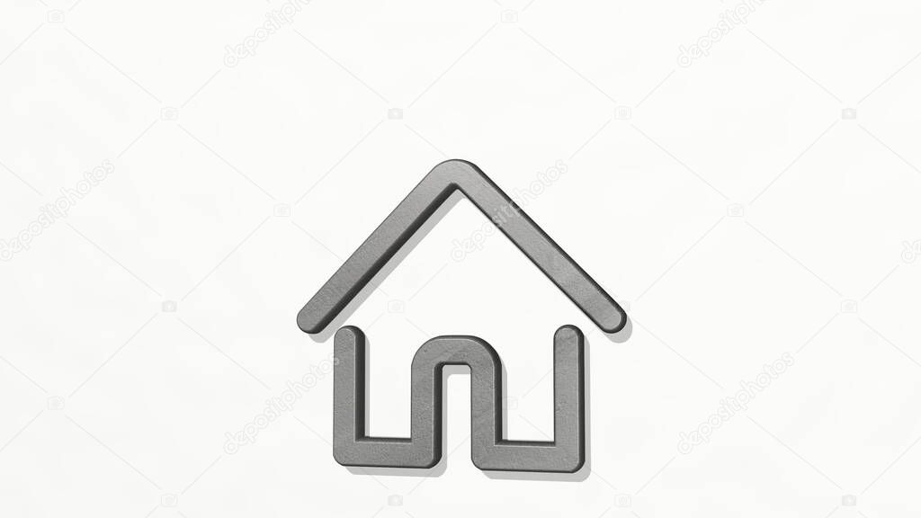 HOUSE 3D icon on the wall, 3D illustration for building and architecture