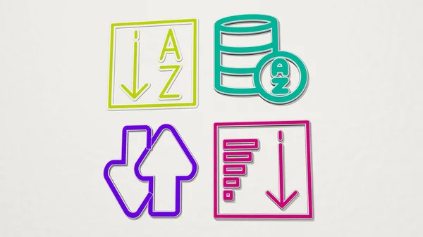 Sortieren Von Bunten Symbolen Illustration Für Abfall Und Müll — Stockfoto