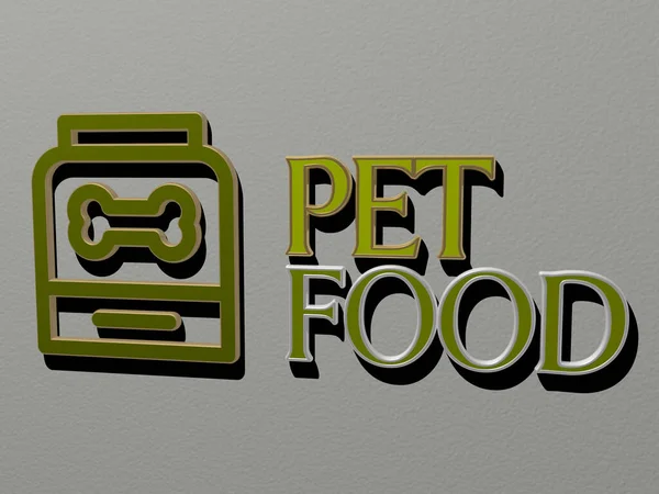Pet Food Ikona Tekst Ścianie Ilustracja Dla Zwierząt Psów — Zdjęcie stockowe