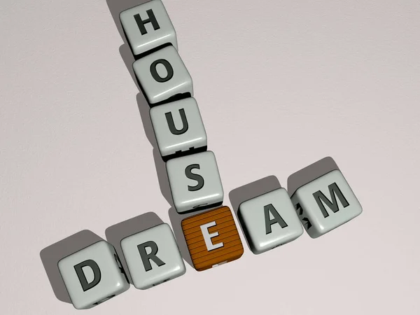 Dream House Křížovka Kostce Písmena Ilustrace Pro Pozadí Krásné — Stock fotografie